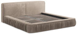Makamii Bézs kárpitozott ágyneműtartós franciaágy ágyráccsal 160x200 cm Keoni - Makamii