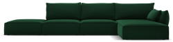 Mazzini Sofas Sötétzöld bársony sarokkanapé (jobb oldali-heverő résszel) Vanda - Mazzini Sofas - bonami - 742 550 Ft