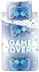 Jerry Fabrics Fehér-kék egyszemélyes pamut gyerek ágyneműhuzat 140x200 cm Game over - Jerry Fabrics