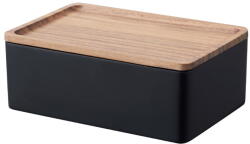 YAMAZAKI Fekete fedeles tárolódoboz 18, 5x12, 5x7 cm Rin - YAMAZAKI