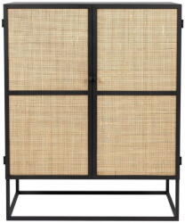 White Label Living Fekete rattan magas komód 80x100 cm Guuji - White Label