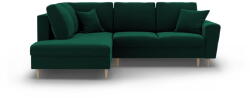 Cosmopolitan Design Zöld bársony kinyitható tárolóhelyes sarokkanapé (bal oldali-L alakú) Kyoto - Cosmopolitan Design