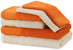 Restilo Narancssárga-bézs frottír pamut törölköző és fürdőlepedő készlet 6 db-os Bellis - Restilo