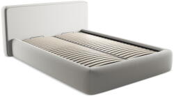 Makamii Világosszürke kárpitozott ágyneműtartós franciaágy ágyráccsal 140x200 cm Kiana - Makamii
