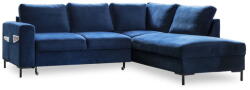 Miuform Sötétkék bársony kinyitható sarokkanapé (jobb oldali) Lofty Lilly - Miuform
