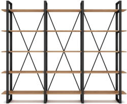 Marckeric Fekete-natúr színű polcos állvány tölgyfa dekorral 218x180 cm Aviva - Marckeric