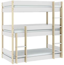 Marckeric Fehér-natúr színű emeletes gyerekágy 90x190 cm Valka - Marckeric