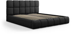 Micadoni Fekete kárpitozott franciaágy tárolóhellyel, ágyráccsal 200x200 cm Bellis - Micadoni Home