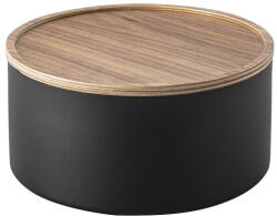 YAMAZAKI Fekete fedeles fém tárolódoboz ø 22x11 cm Rin - YAMAZAKI