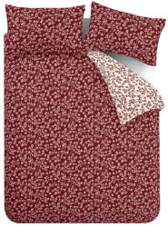 Catherine Lansfield Piros kétszemélyes-hosszabbított flanel ágyneműhuzat 230x220 cm Grace Floral Leaf - Catherine Lansfield