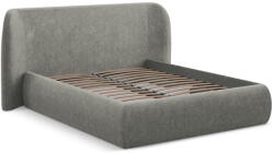 Makamii Szürke kárpitozott ágyneműtartós franciaágy ágyráccsal 140x200 cm Hauke - Makamii