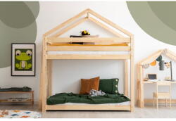 Adeko Natúr színű házikó alakú-emeletes borovi fenyő gyerekágy 80x200 cm Mila DMPB - Adeko