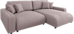 Ropez Világos rózsaszín kordbársony kinyitható sarokkanapé (variálható) Sara - Ropez