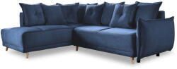 Miuform Sötétkék kordbársony kinyitható sarokkanapé (bal oldali) Lazy Lukka - Miuform