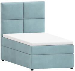 ROPEZ Világoskék kárpitozott ágyneműtartós egyszemélyes ágy ágyráccsal 90x200 cm Lena - Ropez