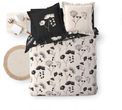 douceur d'intérieur Fekete-bézs kétszemélyes hosszabbított pamut-perkál ágyneműhuzat 240x220 cm Iris - douceur d'intérieur