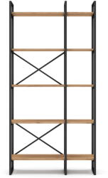 Marckeric Fekete-natúr színű polcos állvány tölgyfa dekorral 87, 5x175 cm Dusan - Marckeric