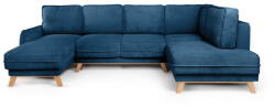 Bonami Selection Kék kordbársony kinyitható sarokkanapé (jobb oldali-U alakú) Tori - Bonami Selection