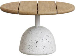 Kave Home Fehér-natúr színű kerek dohányzóasztal akácfa asztallappal ø 55 cm Saura - Kave Home