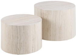 Actona Bézs kerek dohányzóasztal szett kő dekorral, 2 db-os ø 58 cm Dice - Actona