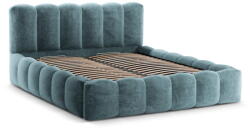 Micadoni Kék kárpitozott ágyneműtartós franciaágy ágyráccsal 160x200 cm Lupine - Micadoni Home