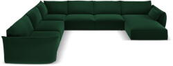 Mazzini Sofas Sötétzöld bársony sarokkanapé (bal oldali-U alakú) Vanda - Mazzini Sofas