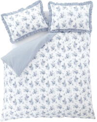 Catherine Lansfield Fehér-kék kétszemélyes ágyneműhuzat 200x200 cm Lucie Floral Frill - Catherine Lansfield