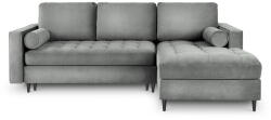 Milo Casa Santo világosszürke kinyitható bársony sarokkanapé, jobb oldali - Milo Casa