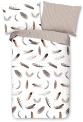 Good Morning Fehér-bézs egyszemélyes flanel ágyneműhuzat 140x200 cm - Good Morning