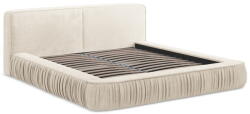 Makamii Krémszínű kárpitozott ágyneműtartós franciaágy ágyráccsal 140x200 cm Keoni - Makamii