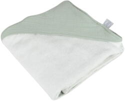Bébé Douceur Zöld muszlin kapucnis gyerek törölköző 75x75 cm - Bébé Douceur