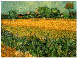 Fedkolor Vincent van Gogh - View of arles with irises in the foreground festményének másolata, 40 x 30 cm