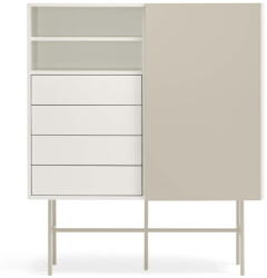 Teulat Bézs-krémszínű magas komód tolóajtóval 120x140 cm Nube - Teulat