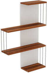 Kalune Design Fehér-natúr színű többszintes fali polc borovi fenyő dekorral 64 cm Cambel - Kalune Design