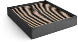 Micadoni Antracitszürke kárpitozott ágyneműtartós-ágytámla nélkül franciaágy ágyráccsal 140x200 cm Susan - Micadoni