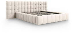 Micadoni Krémszínű kárpitozott ágyneműtartós franciaágy ágyráccsal 200x200 cm Mamaia - Micadoni Home