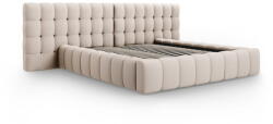Micadoni Bézs kárpitozott ágyneműtartós franciaágy ágyráccsal 160x200 cm Mamaia - Micadoni Home