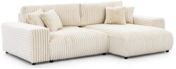 Ropez Krémszínű kordbársony kinyitható-tárolóhelyes sarokkanapé (jobb oldali) Sarina - Ropez