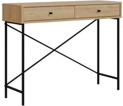 Marckeric Natúr színű konzolasztal tölgyfa dekoros asztallappal 35x110 cm Titan - Marckeric