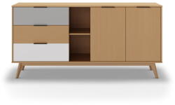 Marckeric Natúr színű borovi fenyő alacsony komód 165x81 cm Elfa - Marckeric