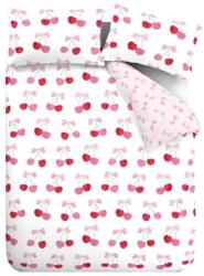 Catherine Lansfield Fehér-rózsaszín kétszemélyes-hosszabbított ágyneműhuzat 230x220 cm Cherries and Bows - Catherine Lansfield