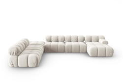 Micadoni Bézs bársony moduláris sarokkanapé (bal oldali-U alakú) Bellis - Micadoni