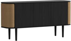 UMAGE Fekete-barna alacsony komód tölgyfa dekorral 150x75 cm Treasures - UMAGE