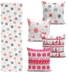 Minimalist Cushion Covers Red Christmas 4 db karácsonyi párnahuzat és asztali futó szett - Minimalist Cushion Covers