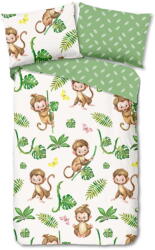 Good Morning Zöld-bézs egyszemélyes pamut gyerek ágyneműhuzat 140x200 cm Play - Good Morning