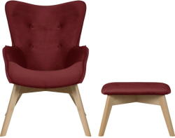 Ropez Piros bársony fotel lábtartóval Niko - Ropez