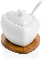 Brandani Heart porcelán cukortartó kiskanállal, bambusz alátéttel - Brandini
