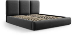 Mazzini Sofa Sötétszürke bársony kárpitozott ágyneműtartós franciaágy ágyráccsal 140x200 cm Brody - Mazzini Beds