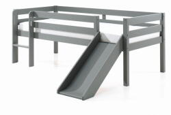VIPACK Pino szürke magasított gyerekágy csúszdával, 90 x 200 cm - Vipack