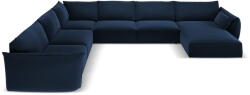 Mazzini Sofas Sötétkék bársony sarokkanapé (bal oldali-U alakú) Vanda - Mazzini Sofas